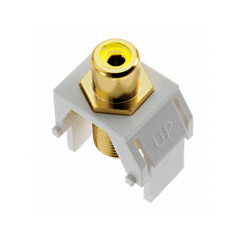 Product image for On-Q WP3465-WH White Plastic RCA to F-Connector Audio/Video Keystone Insert