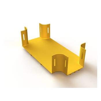 Mighty Mo Fiber Raceway, Horizontal Cross transition, 12" x 4" to 4" x 4", yellow