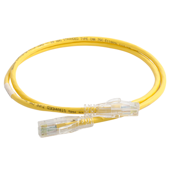 28awg Reduced diameter C6A/10G channel cord Yellow 9FT