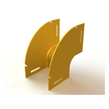 Mighty Mo Fiber Raceway, Vertical Elbow 90deg down, 12" x 4", yellow