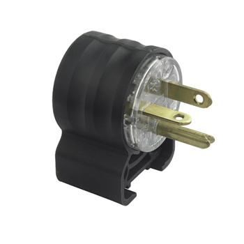 15A, 250V Extra-Hard Use Hospital-Grade Angled Plug, Black & Clear