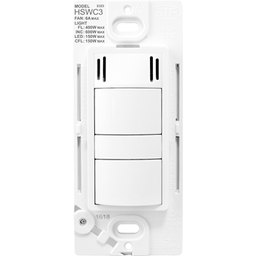 Pass & Seymour HSWC3W 6A/600W Dimmer and Fan Control Humidity Sensor - White