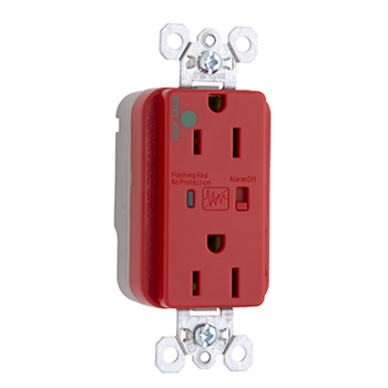 PlugTail® Hospital Grade Extra Heavy-Duty Surge Protective Duplex Receptacle, Red