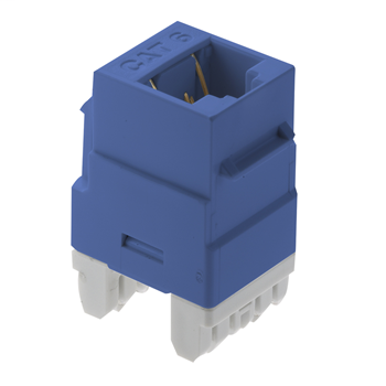 Product image for On-Q WP3460-BE 1-Port RJ45 Category 6 Blue Plastic Snap-In Keystone Connector