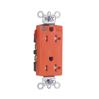 Tamper-Resistant Isolated Ground Decorator Spec Grade Receptacles, Back & Side Wire, 20A, 125V, Orange