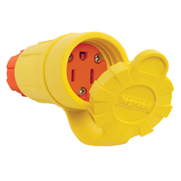 Pass & Seymour 15W47AM 15A 125V Straight Blade Anti Microbial IP67 5-15R Connector, Orange/Yellow