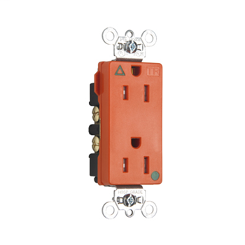 Tamper-Resistant Isolated Ground Decorator Hospital Grade Receptacle, Back & Side Wire, 15A, 125V, Orange