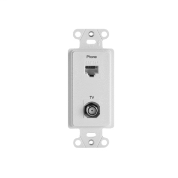 Product image for On-Q WP3211-WH 2-Port White RJ45 Phone/Television Pre-Configured Strap