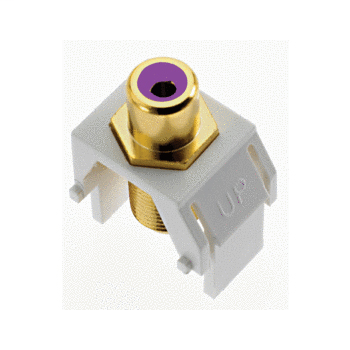 Product image for On-Q WP3466-WH White Plastic RCA to F-Connector Audio/Video Keystone Insert