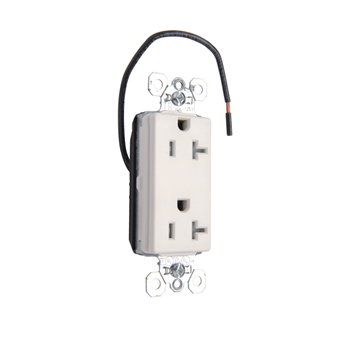 PlugTail® Tamper-Resistant Heavy-Duty Spec Grade Plug Load Controllable Receptacle, 20A, 125V, White