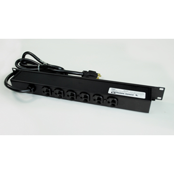 Plug-In Outlet Center Unit / Rack Mount 120V/20A/6 rear O/L /lighted switch/6' cord/Computer Grade Surge