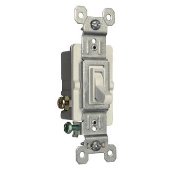 15A,120V TradeMaster® Self-Grounding/3-Way Toggle Switch, White