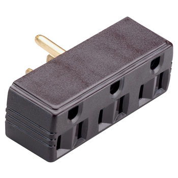 15A/125V Plug-in Adapter, 2 Pole, 3 Wire, Brown