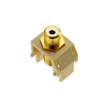 Product image for On-Q WP3461-LA Light Almond Plastic RCA to F-Connector Audio/Video Keystone Insert