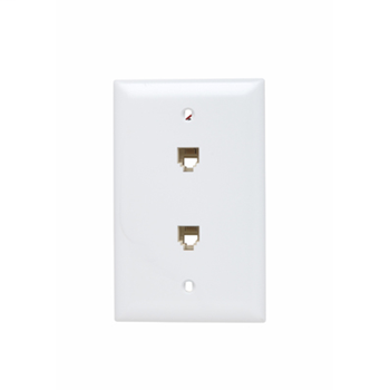 TPTE2-W - 1-Gang Pre-configured Wall Plate with Two RJ11 Telephone Jacks, White
