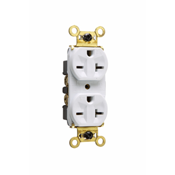 Weather-Resistant Heavy-Duty Spec Grade Receptacles, Back & Side Wire, 20A, 250V, White