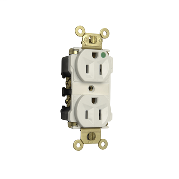 Extra Heavy-Duty Hospital Grade MRI Receptacle, Back & Side Wire, 15A, 125V, White