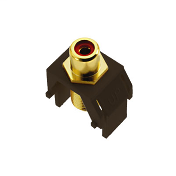 Product image for On-Q WP3462-BR Brown Plastic RCA to F-Connector Audio/Video Keystone Insert