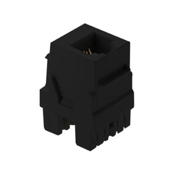 Product image for On-Q WP3425-BK RJ25 6-Position 6-Wire Black Plastic Snap-In Keystone Connector