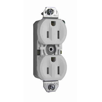 Product image for Pass & Seymour 880-TRWMH Tamper-Resistant Duplex Receptacle, Pushwire, wo/ Ears, 15A 125V - White