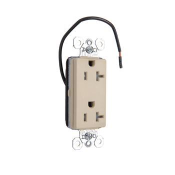 PlugTail® Tamper-Resistant Split Circuit Decorator Spec Grade Receptacle, 20A, 125V, Ivory