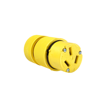 Product image for Pass & Seymour 1053 125/250 VAC 50 Amp 3-Pole 3-Wire Yellow Gator Grip Connector