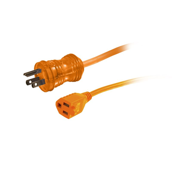 8ft 16 AWG Hospital Grade Power Extension Cord (NEMA 5-15P to NEMA 5-15R) - Orange