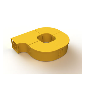 Mighty Mo Fiber Raceway, Fiber Storage loop, offset, 4" x 4", yellow