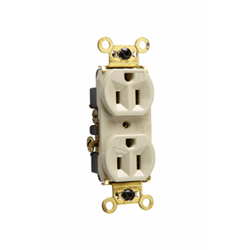 Weather-Resistant Heavy-Duty Spec Grade Receptacles, Back & Side Wire, 15A, 125V, Ivory