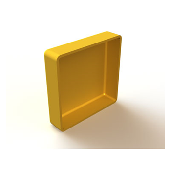 Mighty Mo Fiber Raceway, End Cap blank, slotless raceway, 4" x 4", yellow