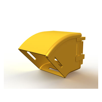 Mighty Mo Fiber Raceway, Vertical Elbow with cover, 45deg down, 12" x 4", yellow