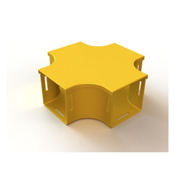 Mighty Mo Fiber Raceway, Horizontal Cross with cover, 12" x 4", yellow