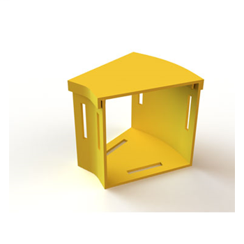 Mighty Mo Fiber Raceway, Horizontal Elbow with cover, 30deg, 2" x 2", yellow