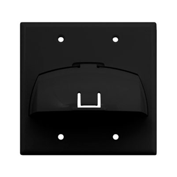Double Gang Hinged Bullnose Wall Plate, Black