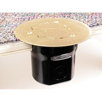 Product image for Wiremold 862C 15 Amp 125 Volt Brown PVC Duplex Receptacle Floor Box Assembly with Brass Cover