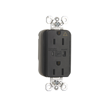 PlugTail® Isolated Ground Surge Protective Duplex Receptacle, Black
