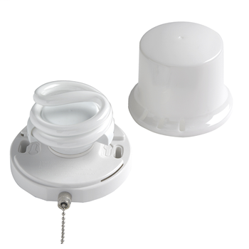Compact Fluorescent Lampholder (CFL) with Pull Chain, White