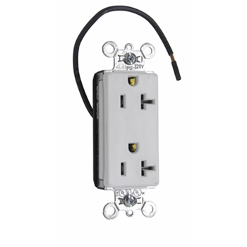 PlugTail® Decorator Split Circuit Spec Grade Receptacle, 20A, 125V, White