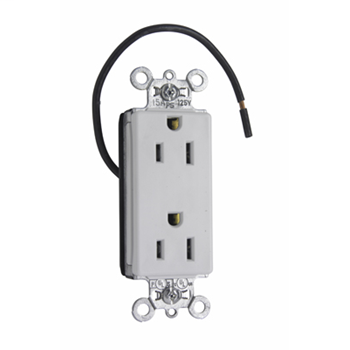 PlugTail® Decorator Split Circuit Spec Grade Receptacle, 15A, 125V, White