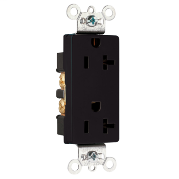 Pass & Seymour 26352-BK 20 Amp 125 VAC 2-Pole 3-Wire NEMA 5-20R Black Nylon Face Heavy Duty Duplex Decorator Receptacle Pass & Seymour 26352-BK 20 Amp 125 VAC 2-Pole 3-Wire NEMA 5-20R Black Nylon Face Heavy Duty Duplex Decorator Receptacle