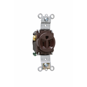 Heavy-Duty Spec Grade Single Receptacles, Back & Side Wire, 15A, 125V, Brown