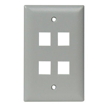 1-Gang, 4-Port Wall Plate, Gray
