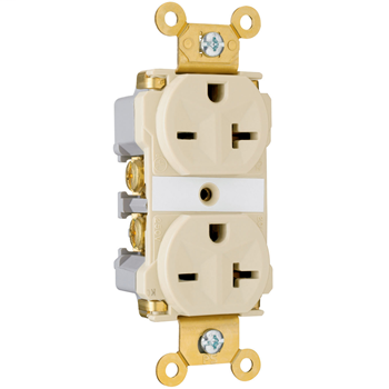 Industrial Extra Heavy-Duty Spec Grade Receptacles, Back & Side Wire, 20A, 250V, Ivory