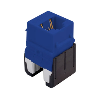 Product image for On-Q WP346A-BE RJ45 8-Position 8-Wire Category 6A Blue Plastic Snap-In Quick Connect Keystone Connector