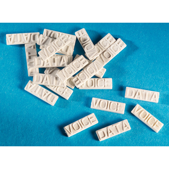 Voice/data icon (2-sided) for Keystone jacks and patch panels, fog white