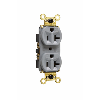 Weather-Resistant Heavy-Duty Spec Grade Receptacles, Back & Side Wire, 20A, 125V, Gray