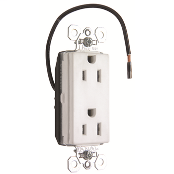 PlugTail® Tamper-Resistant Heavy-Duty Spec Grade Plug Load Controllable Receptacle, 15A, 125V, White