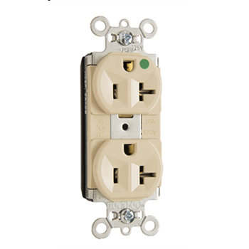 PlugTail® Heavy-Duty Compact Design Hospital-Grade Duplex Receptacle, Ivory