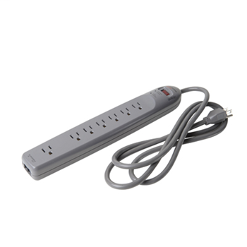 Surge Protective Power Strip 7 Outlet, PC Gray