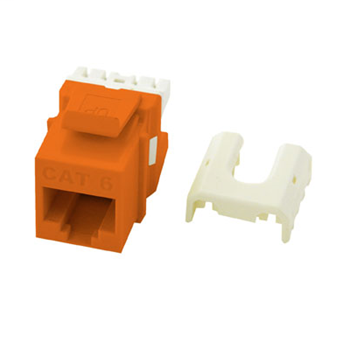 Product image for On-Q WP3476-OR RJ45 8-Position 8-Wire Category 6 Orange Plastic Quick Connect Keystone Connector